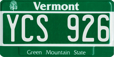 VT license plate YCS926