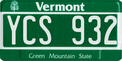 VT license plate YCS932