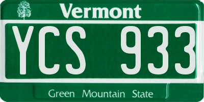 VT license plate YCS933