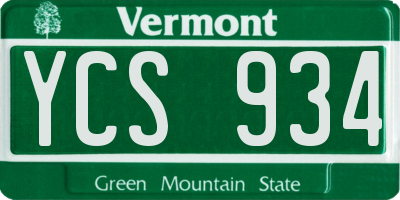 VT license plate YCS934