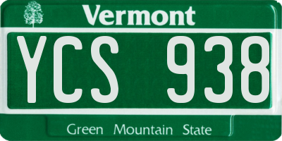 VT license plate YCS938