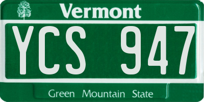 VT license plate YCS947