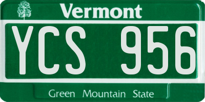 VT license plate YCS956