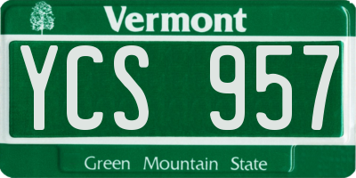 VT license plate YCS957