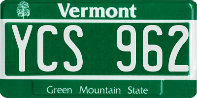 VT license plate YCS962
