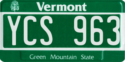 VT license plate YCS963