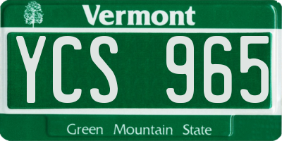 VT license plate YCS965