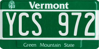 VT license plate YCS972
