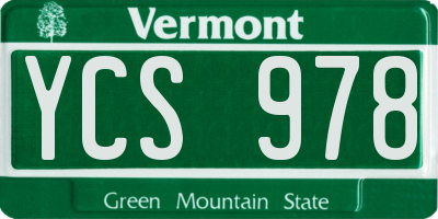 VT license plate YCS978