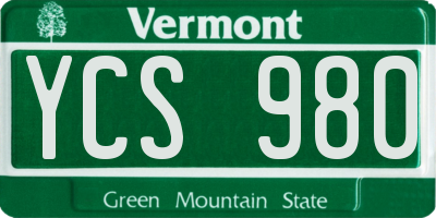 VT license plate YCS980