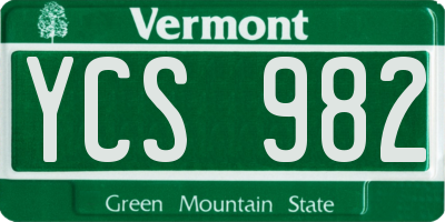 VT license plate YCS982