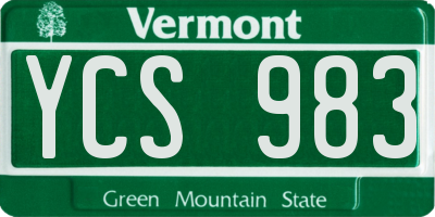 VT license plate YCS983