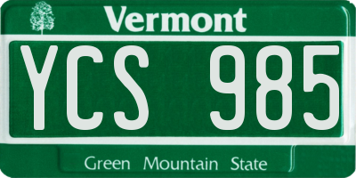 VT license plate YCS985