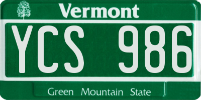 VT license plate YCS986