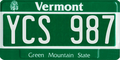 VT license plate YCS987