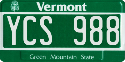 VT license plate YCS988