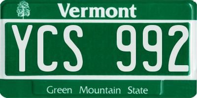 VT license plate YCS992