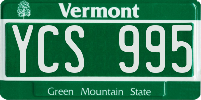 VT license plate YCS995