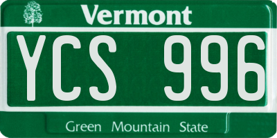 VT license plate YCS996