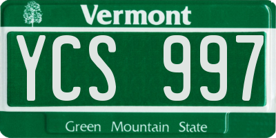 VT license plate YCS997