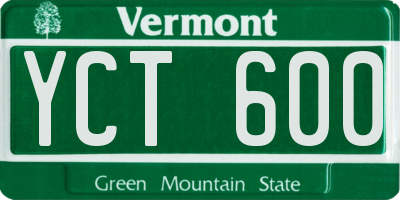 VT license plate YCT600