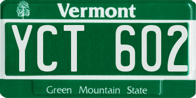 VT license plate YCT602