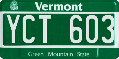 VT license plate YCT603