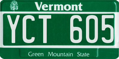 VT license plate YCT605