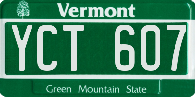 VT license plate YCT607