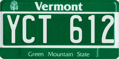 VT license plate YCT612