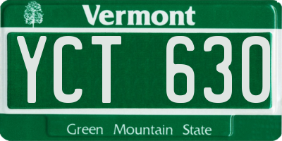 VT license plate YCT630