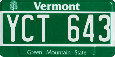 VT license plate YCT643