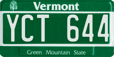 VT license plate YCT644