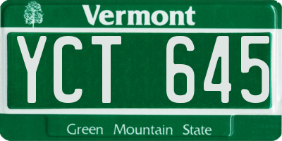 VT license plate YCT645