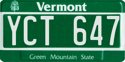 VT license plate YCT647