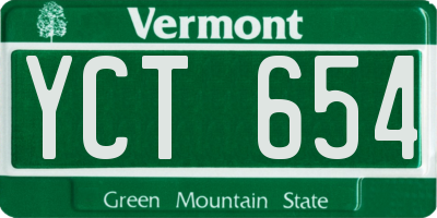 VT license plate YCT654