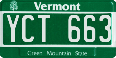 VT license plate YCT663