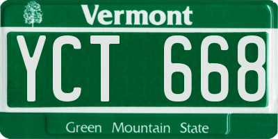 VT license plate YCT668