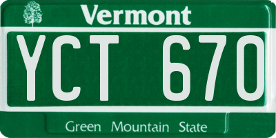 VT license plate YCT670