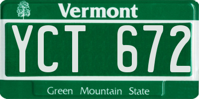VT license plate YCT672