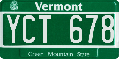VT license plate YCT678
