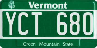 VT license plate YCT680