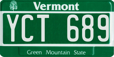 VT license plate YCT689