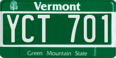 VT license plate YCT701
