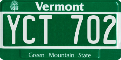 VT license plate YCT702