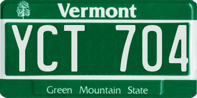 VT license plate YCT704