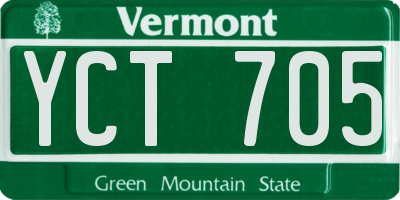 VT license plate YCT705