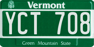VT license plate YCT708