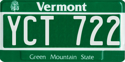 VT license plate YCT722