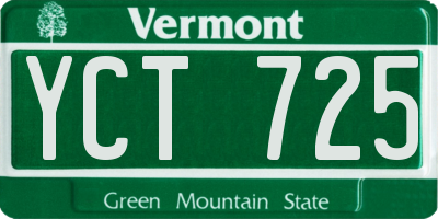 VT license plate YCT725